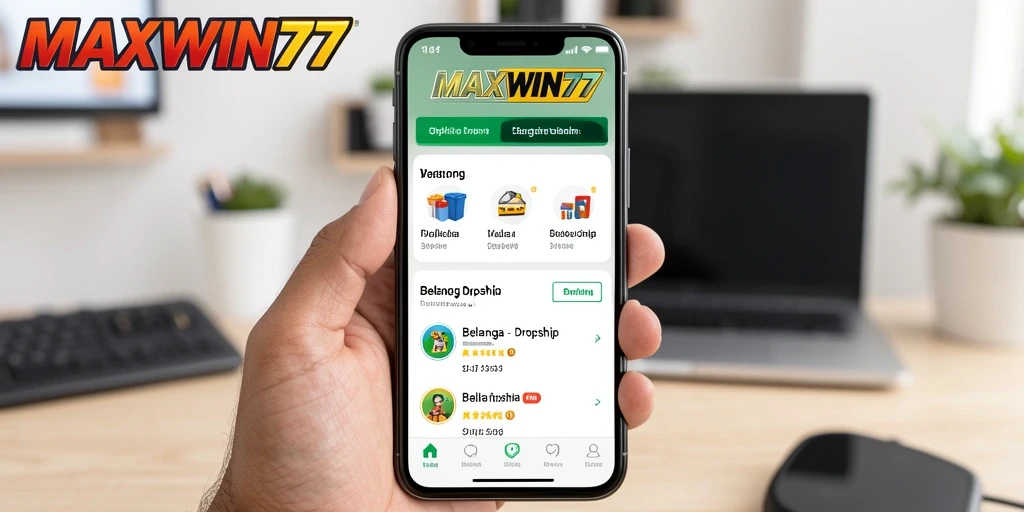 Tampilan antarmuka MAXWIN77 dengan berbagai produk belanja dropship.