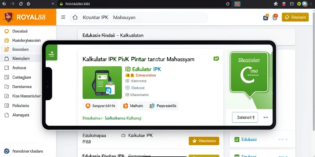 Antarmuka aplikasi ROYAL88 yang menampilkan kalkulator IPK.