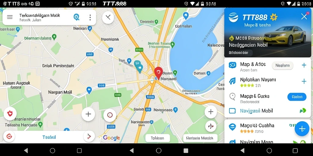 Antarmuka TTT888 menampilkan rute dan informasi jalan yang jelas.