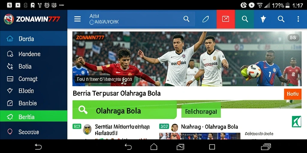 Tampilan antarmuka ZONAWIN777 dengan berita olahraga bola terkini.